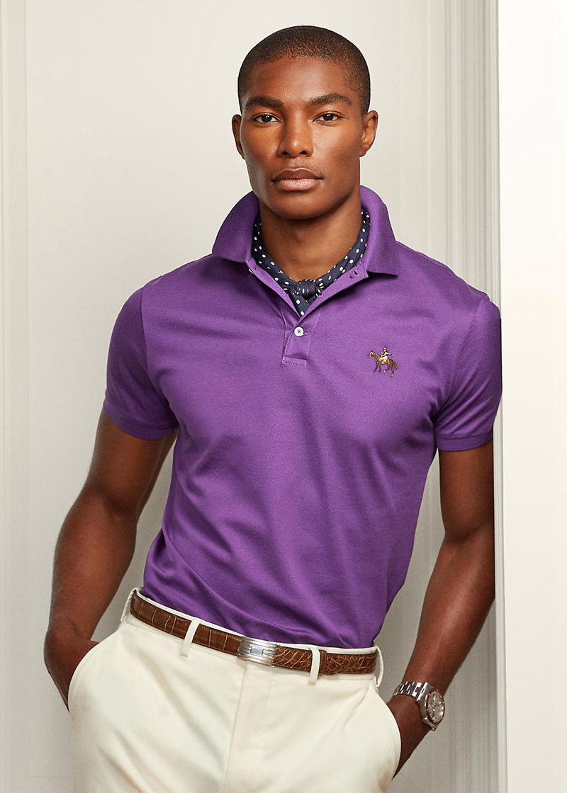 Poleras Polo Purple Label Hombre Custom Slim Fit Piqué Chile Moradas CVOYN-1024